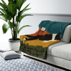 Border Collie sherpa blanket by Tritan, on sofa