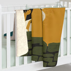 Border Collie sherpa blanket by Tritan, on bed