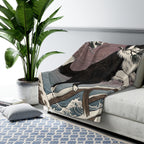 Border Collie sherpa blanket by Tritan, on sofa
