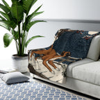 Boxer sherpa blanket by Tritan, on sofa