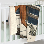 Boxer sherpa blanket by Tritan, on bed