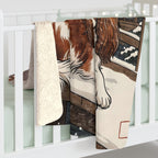 Cavalier King Charles Spaniel sherpa blanket by Tritan, on bed