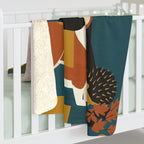 Corgi sherpa blanket by Tritan, on bed