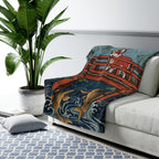 Corgi sherpa blanket by Tritan, on sofa