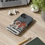 English Bulldog tough phone case by Tritan, on a desk