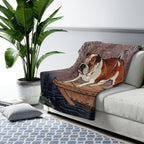 English Bulldog sherpa blanket by Tritan, on sofa