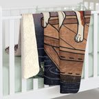 English Bulldog sherpa blanket by Tritan, on bed