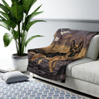 German Shepherd sherpa blanket by Tritan, on sofa