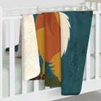 Pomeranian sherpa blanket by Tritan, on bed