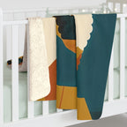 Poodle sherpa blanket by Tritan, on bed