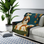 Shih Tzu sherpa blanket by Tritan, on sofa