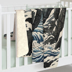 Siberian Husky sherpa blanket by Tritan, on bed
