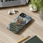 Yorkshire Terrier tough phone case by Tritan, on a desk