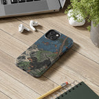 Dachshund tough phone case by Tritan, on a desk