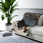 Dachshund sherpa blanket by Tritan, on sofa