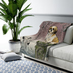 Shih Tzu sherpa blanket by Tritan, on sofa