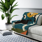 Siberian Husky sherpa blanket by Tritan, on sofa