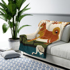 Shiba Inu sherpa blanket by Tritan, on sofa