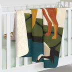 Shiba Inu sherpa blanket by Tritan, on bed