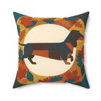 Dachshund Throw Pillow Cushion by Tritan, alternate studio view
