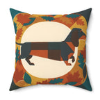 Dachshund Throw Pillow Cushion by Tritan, size and detail view