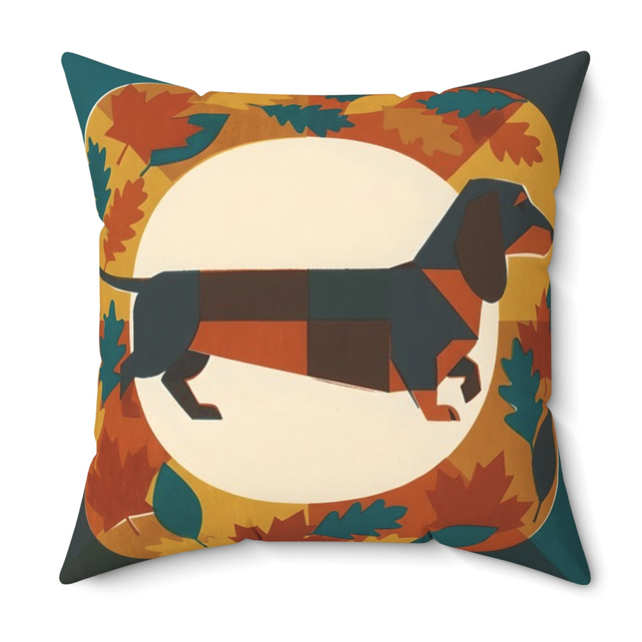 Dachshund Throw Pillow Cushion by Tritan, size and detail view