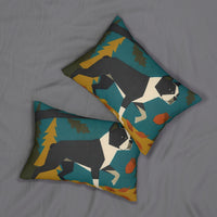 Boston Terrier Lumbar Throw Pillow Cushion, Retro Autumn Dog Art, Boston Terrier Lover Gift - 20" × 14"