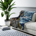 Rottweiler Acrylic sherpa blanket by Tritan, on sofa