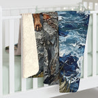 Rottweiler Acrylic sherpa blanket by Tritan, on bed