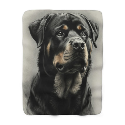 Rottweiler Charcoal Portrait Throw Blanket | Premium Dog Prints | Tritan