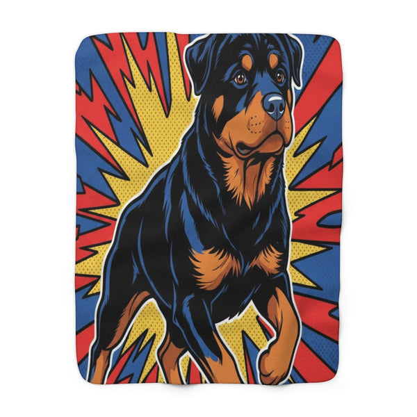 Rottweiler Comic Book Pop Art - Dynamic Halftone Style for Energetic Wall Decor Throw Blanket | Premium Dog Prints | Tritan