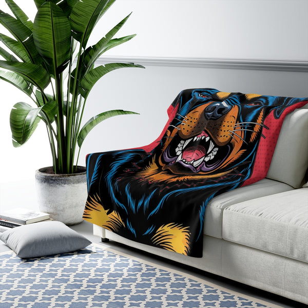 Rottweiler Comic Pop Art Throw Blanket | Premium Dog Prints | Tritan — Lifestyle View