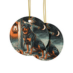 Rottweiler Halloween Poster ceramic ornament by Tritan, front and back