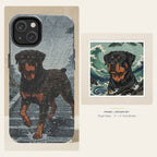 Rottweiler Japanese Print phone and sticker gift set: dual-layer iPhone 15 Pro tough case and 3x3 vinyl sticker