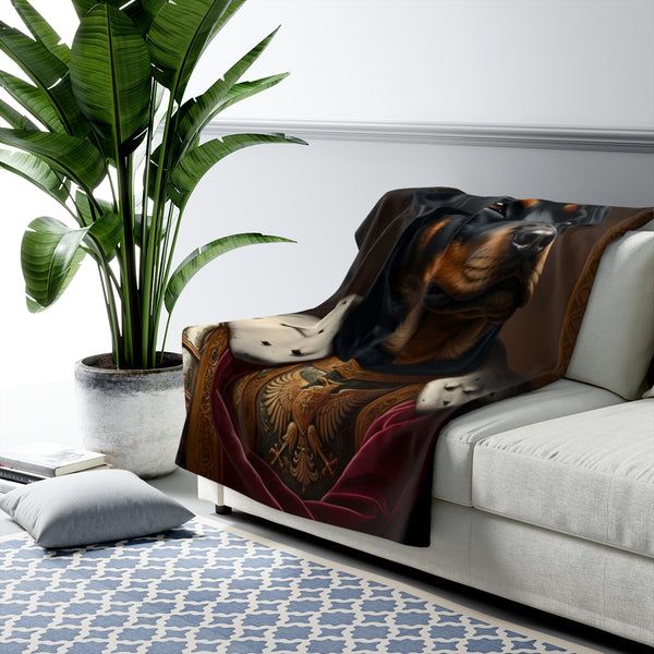 Rottweiler Kings & Queens Royal Portrait Regal Throw Blanket | Premium Dog Prints | Tritan — Lifestyle View