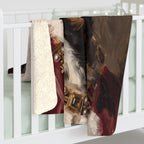 Rottweiler Kings & Queens sherpa blanket by Tritan, on bed