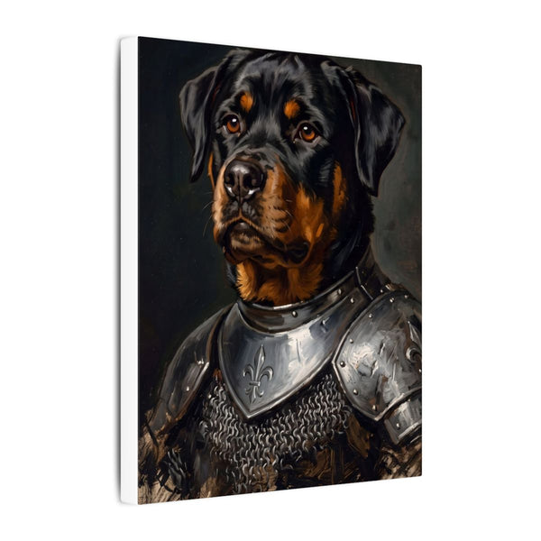 Rottweiler Medieval Knight Portrait Canvas Wall Art, Regal Dog Painting, Rottweiler Lover Gift, Stretched Canvas
