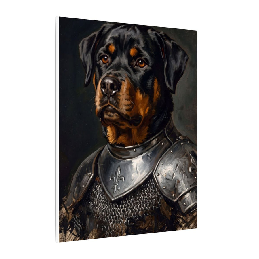 Rottweiler Medieval Knight canvas print by Tritan, side