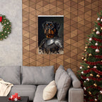 Rottweiler Medieval Knight matte poster print by Tritan, framed on wall