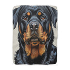 Rottweiler Oil Portrait sherpa blanket by Tritan, front