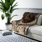 Rottweiler Renaissance Royal sherpa blanket by Tritan, on sofa