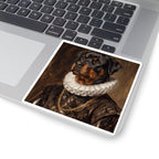 Rottweiler Renaissance Royal vinyl sticker by Tritan, on a laptop