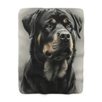 Rottweiler Sherpa Fleece Blanket, Charcoal Rottie Dog Art Throw, Gentle Giant Pet Lover Gift, Breed Pride Home Decor for Rottweiler Mom
