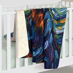 Rottweiler Post-Impressionist sherpa blanket by Tritan, on bed