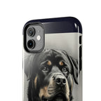 Rottweiler charcoal art phone case, close up of the print