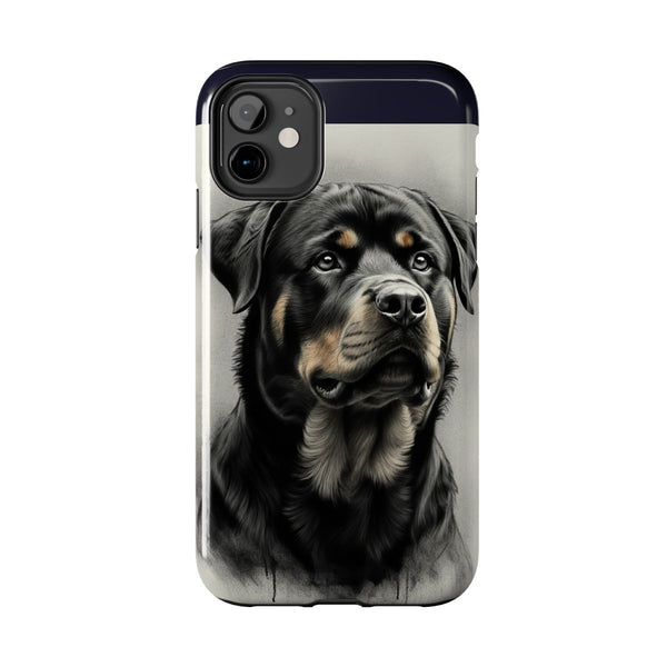 Rottweiler Tough Phone Case, Charcoal Art Dog Lover Gift, Protective Rottie Breed Pride Phone Cover, Gentle Giant Art