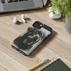 Rottweiler Charcoal tough phone case by Tritan, on a desk