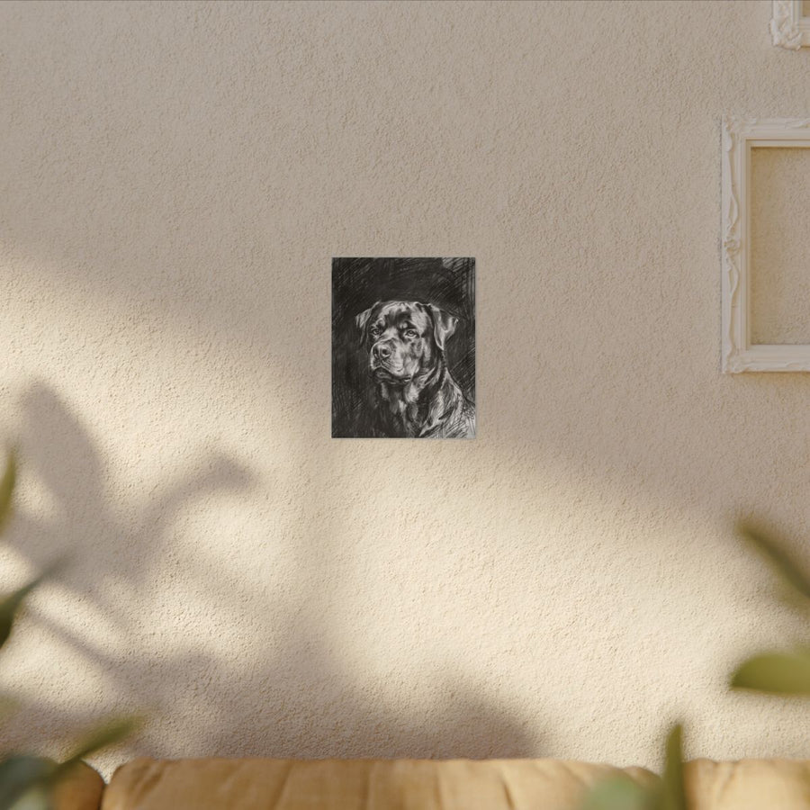Rottweiler Wall Art, Charcoal Dog Portrait Canvas Print, Rotti Lover Gift, Modern Pet Art Decor