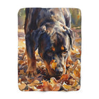 Rottweiler Watercolor sherpa blanket by Tritan, front