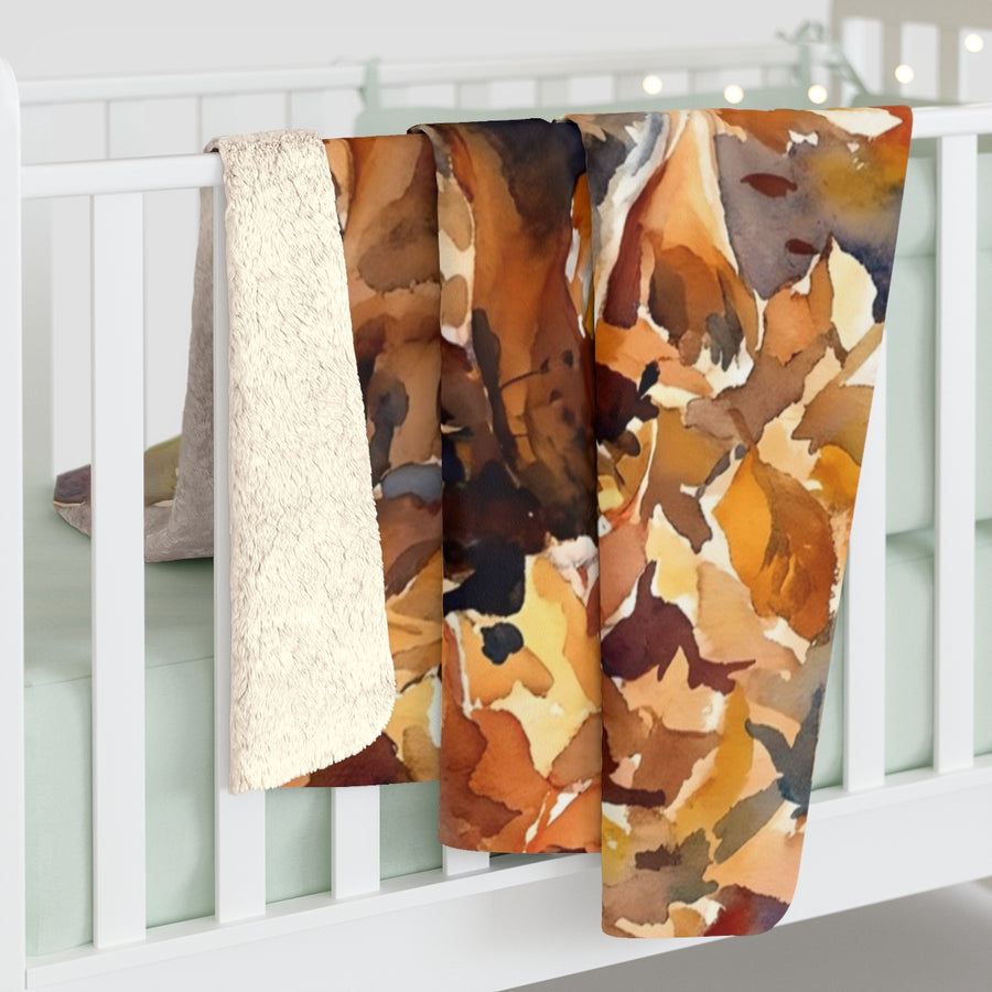 Rottweiler Watercolor sherpa blanket by Tritan, on bed